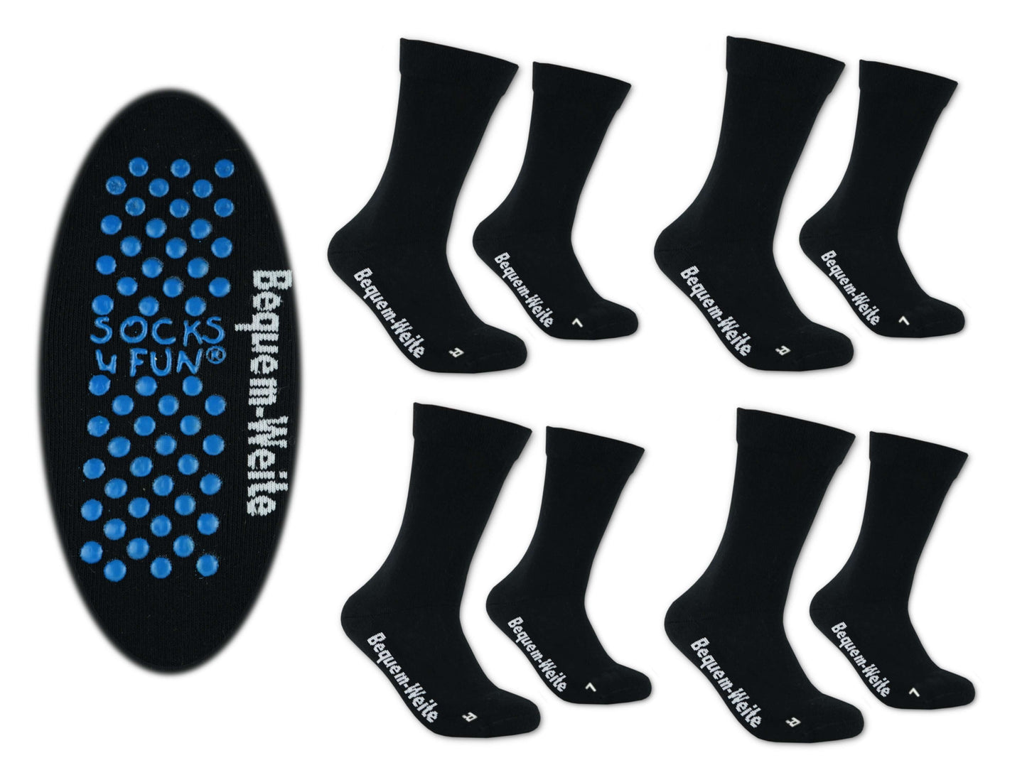 Gesundheitssocken mit ABS für Diabetiker-Socken ohne Gummi-Bund für Herren & Damen | Extra weiter Schaft in breiter Trichterform Venenfreundlich