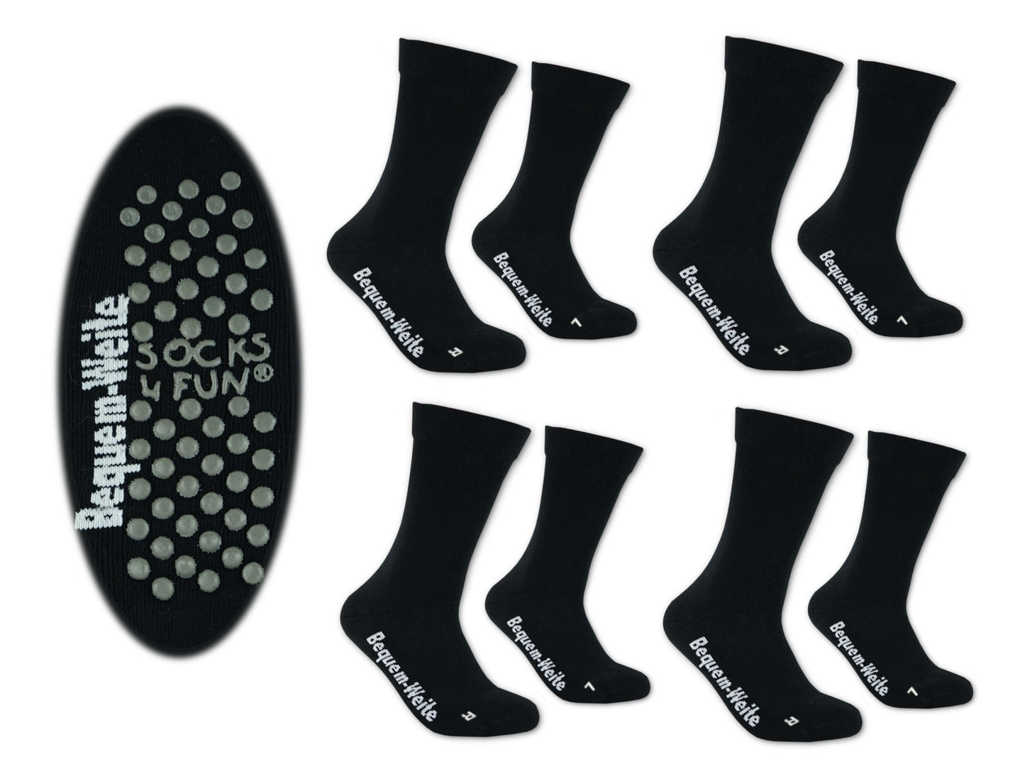 Gesundheitssocken mit ABS für Diabetiker-Socken ohne Gummi-Bund für Herren & Damen | Extra weiter Schaft in breiter Trichterform Venenfreundlich