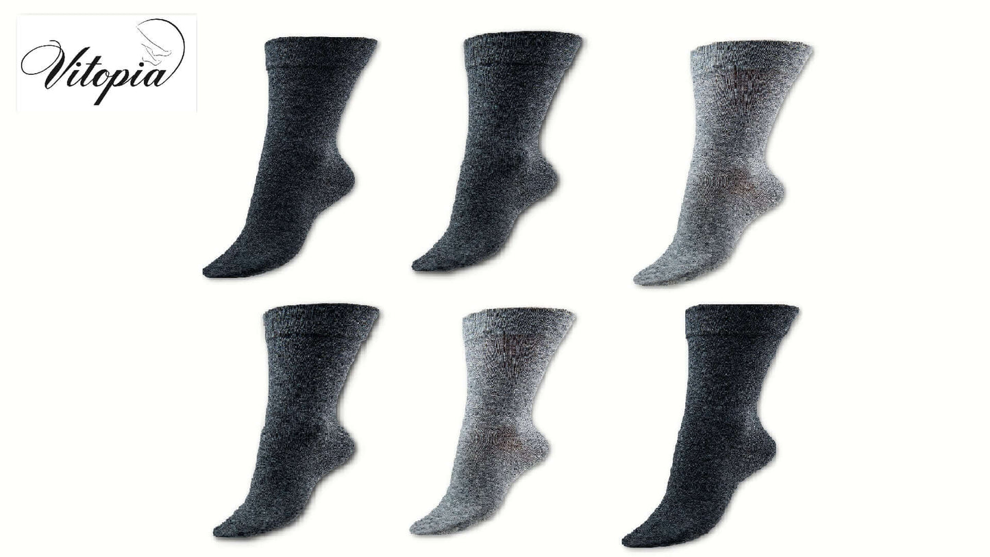 Gesundheitssocken | 6 Paar | Herren | Vitopia® Diabetikersocken | extra weiter Bund in Trichterform