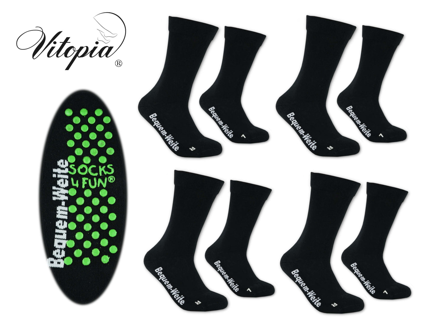 Gesundheitssocken mit ABS für Diabetiker-Socken ohne Gummi-Bund für Herren & Damen | Extra weiter Schaft in breiter Trichterform Venenfreundlich