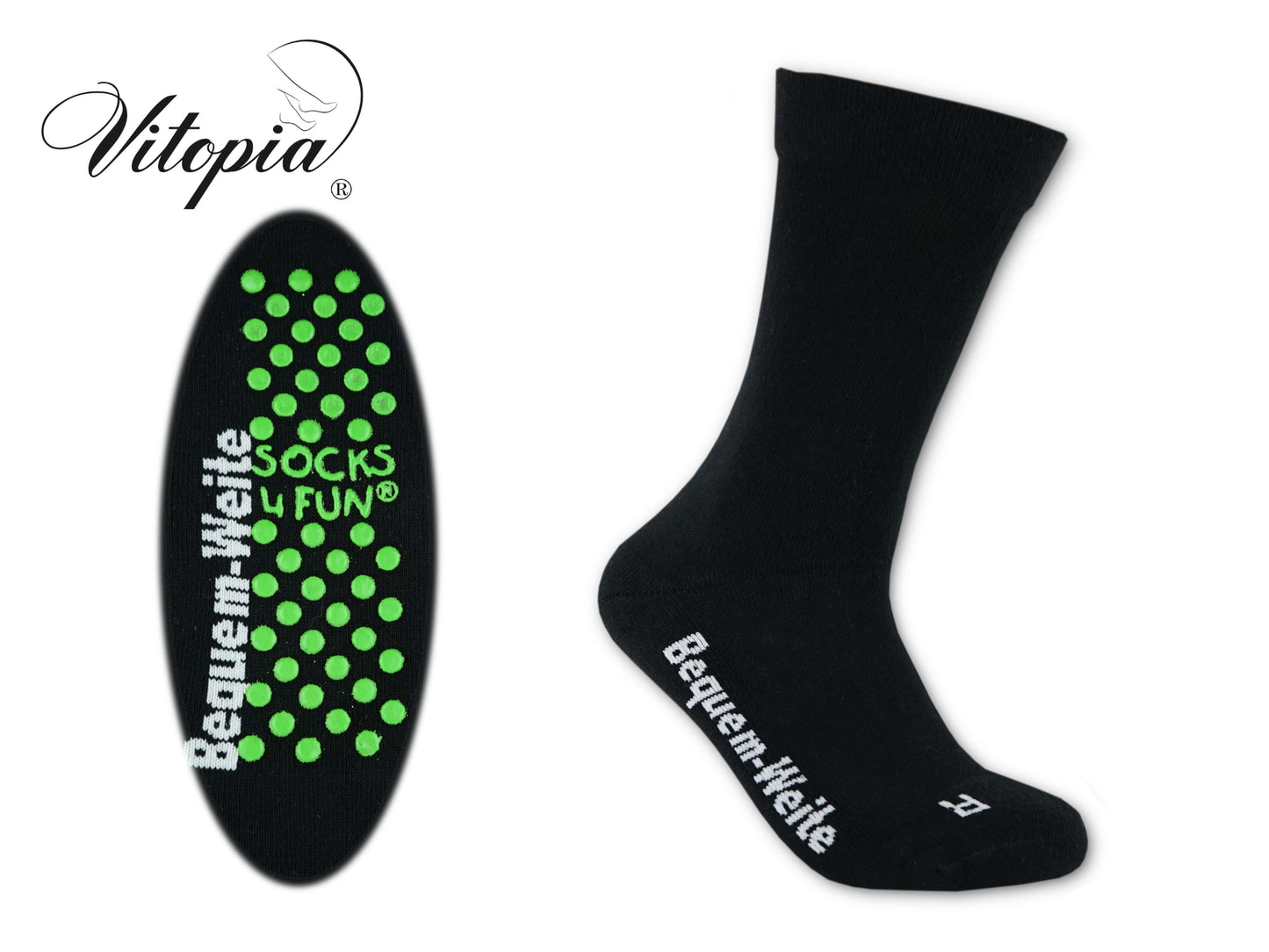 Gesundheitssocken mit ABS für Diabetiker-Socken ohne Gummi-Bund für Herren & Damen | Extra weiter Schaft in breiter Trichterform Venenfreundlich