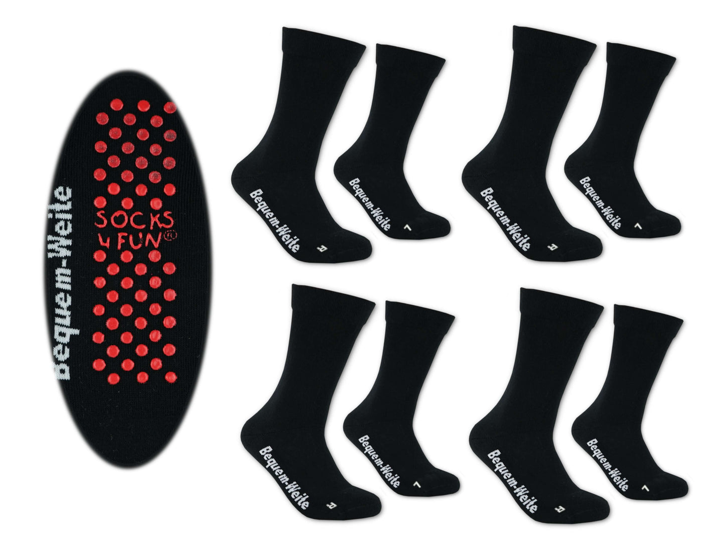 Gesundheitssocken mit ABS für Diabetiker-Socken ohne Gummi-Bund für Herren & Damen | Extra weiter Schaft in breiter Trichterform Venenfreundlich