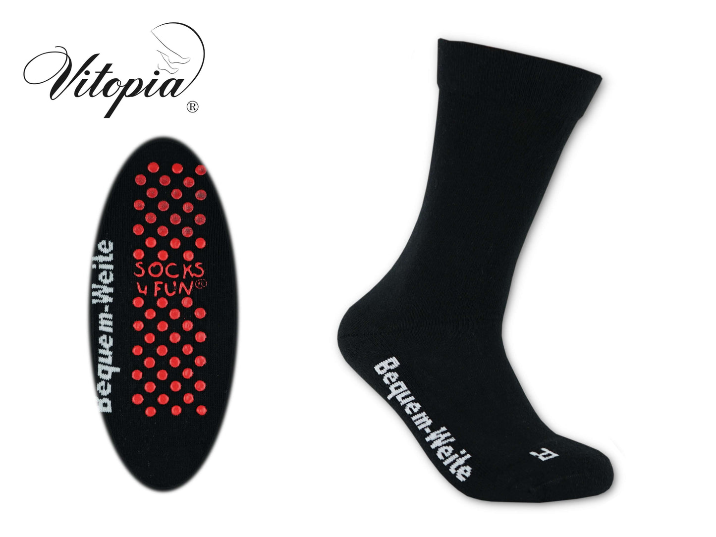 Gesundheitssocken mit ABS für Diabetiker-Socken ohne Gummi-Bund für Herren & Damen | Extra weiter Schaft in breiter Trichterform Venenfreundlich