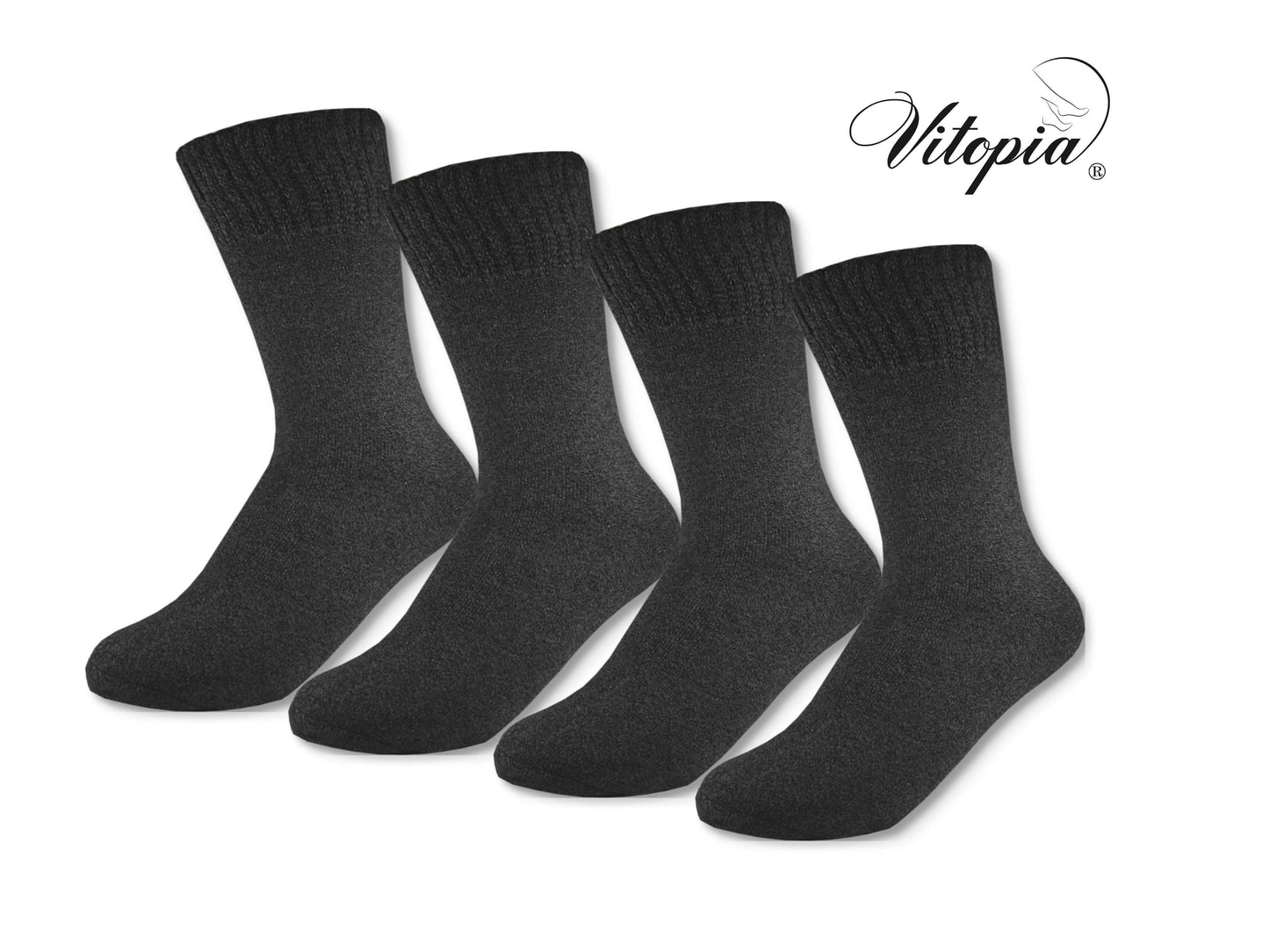 Vitopia® 4 Paar Herren Winter Socken extra dick + warm Baumwolle - Herren Diabetikersocken Gesundheitssocken Thermosocken - www.Socken-Center24.de