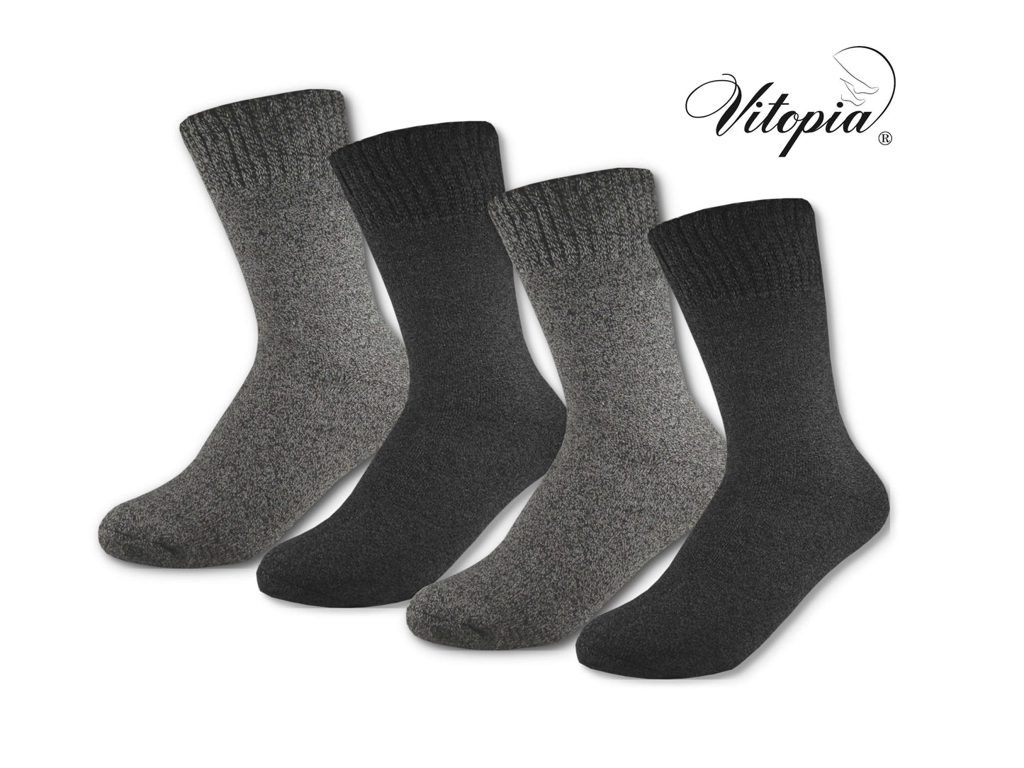 Vitopia® 4 Paar Herren Winter Socken extra dick + warm Baumwolle - Herren Diabetikersocken Gesundheitssocken Thermosocken - www.Socken-Center24.de