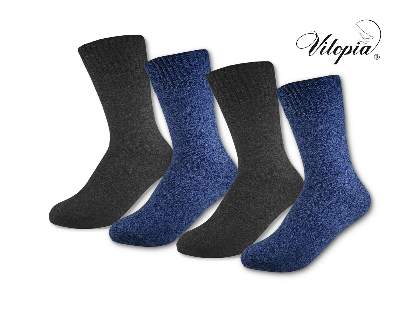 Vitopia® 4 Paar Herren Winter Socken extra dick + warm Baumwolle - Herren Diabetikersocken Gesundheitssocken Thermosocken - www.Socken-Center24.de