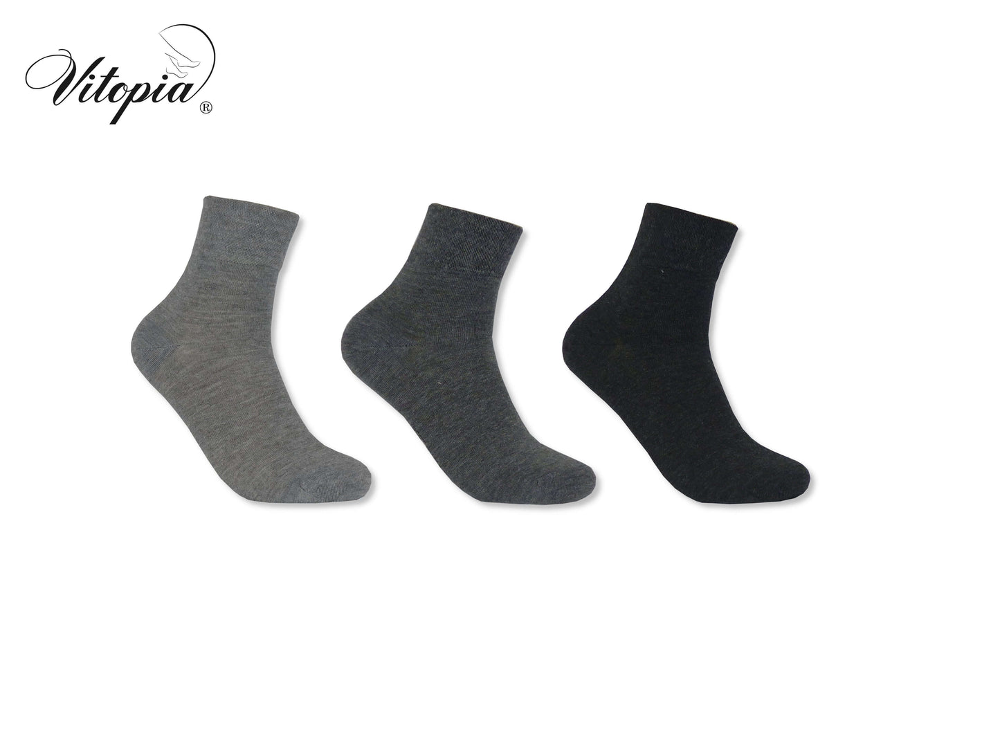 Herren Kurzsocken ohne Gummi 3x Grautöne Baumwolle Herren Kurzsocken Kurzschaft - www.Vitopia-Socken.de