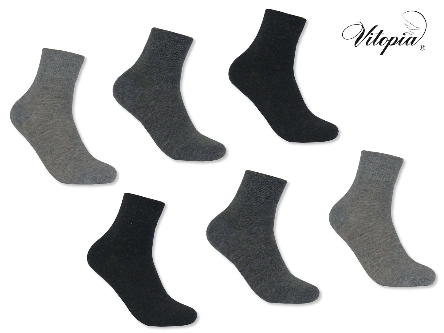 Vitopia® 6 Paar Herren Kurzsocken ohne Gummi Baumwolle Sneaker - Herren Kurzsocken Kurzschaft - www.Socken-Center24.de