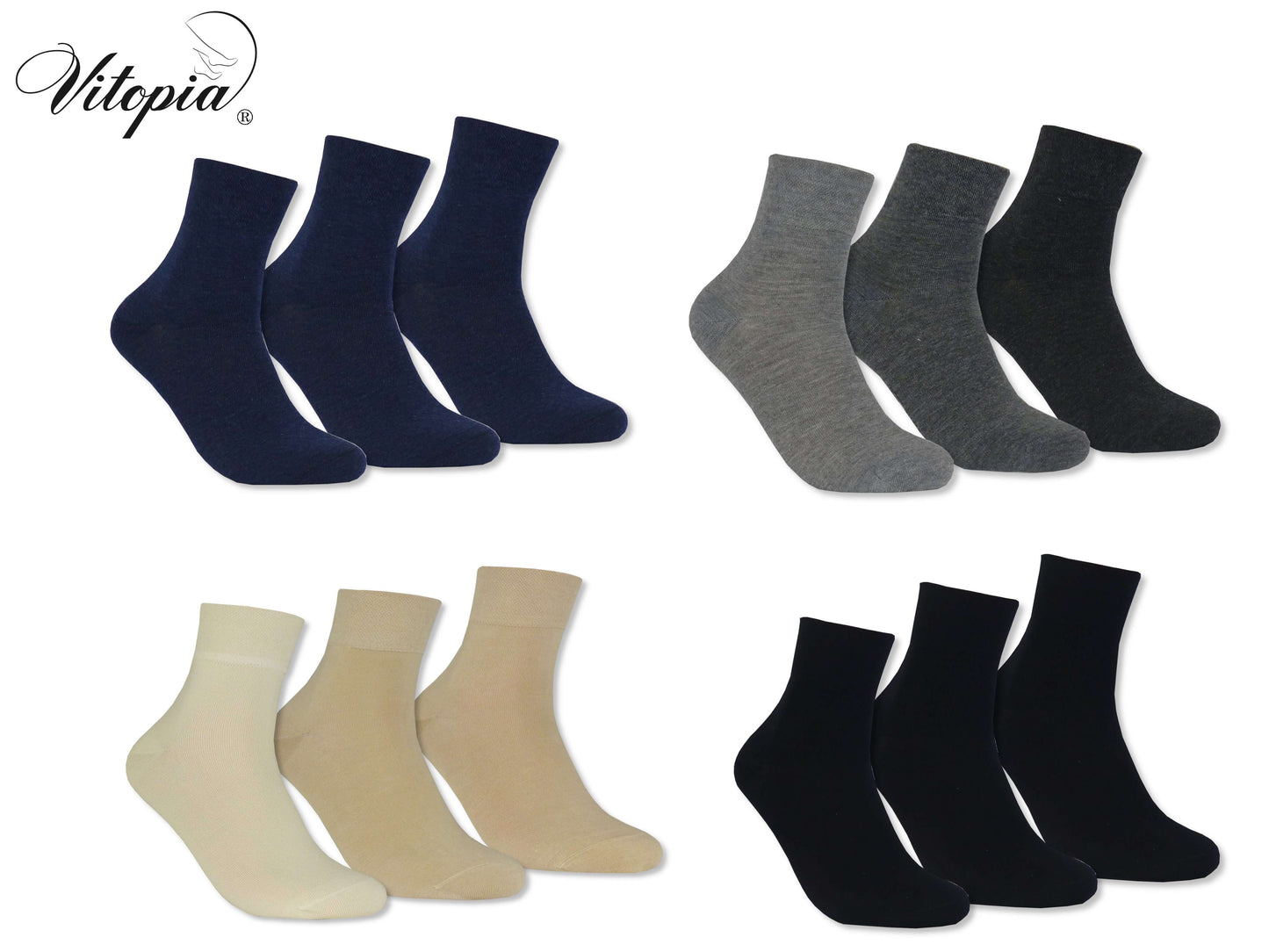 Herren Kurzsocken ohne Gummi versch. Farben Baumwolle Herren Kurzsocken Kurzschaft - www.Vitopia-Socken.de