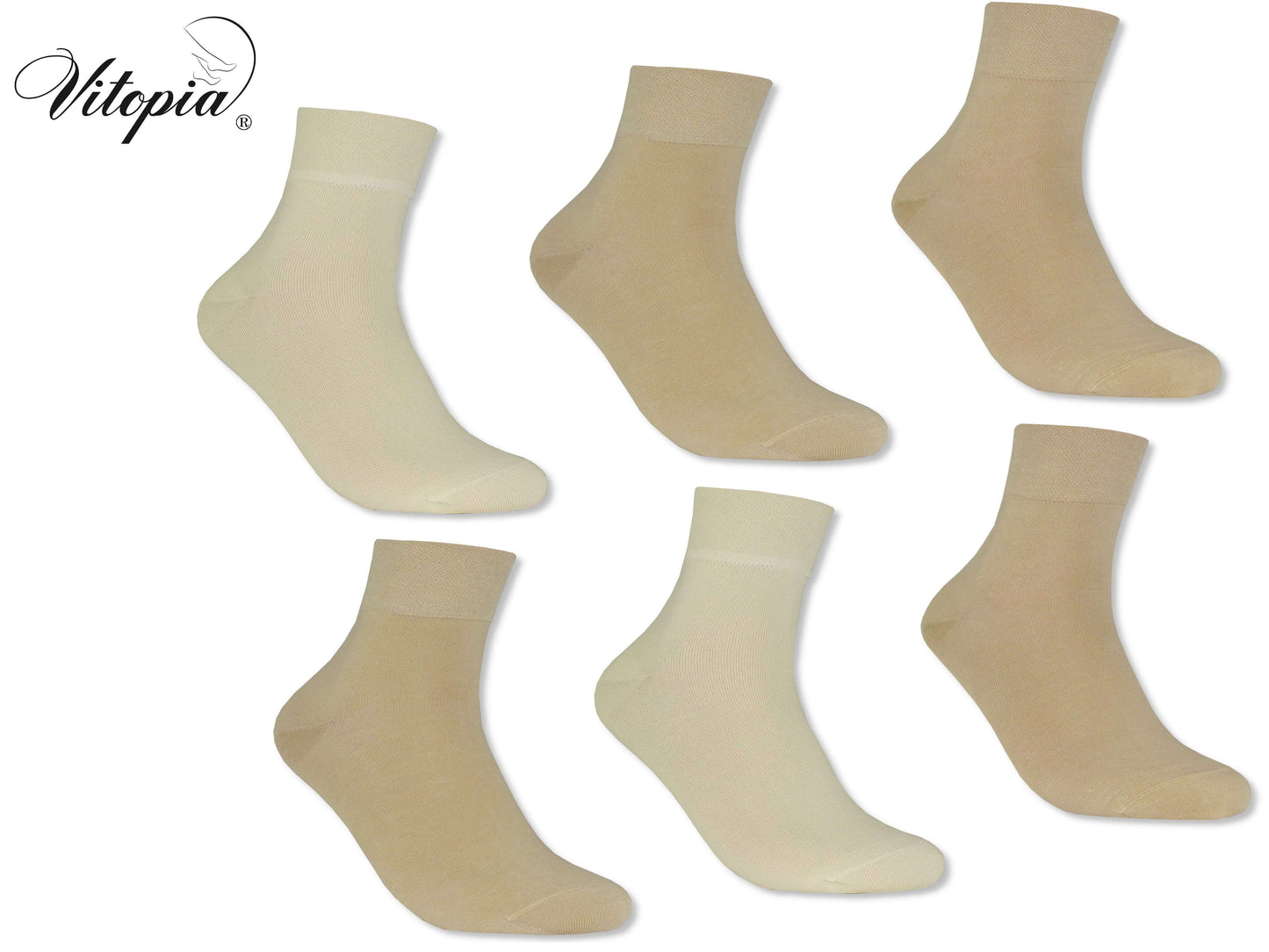 Herren Kurzsocken ohne Gummi 3x Beigetöne Baumwolle Herren Kurzsocken Kurzschaft - www.Vitopia-Socken.de