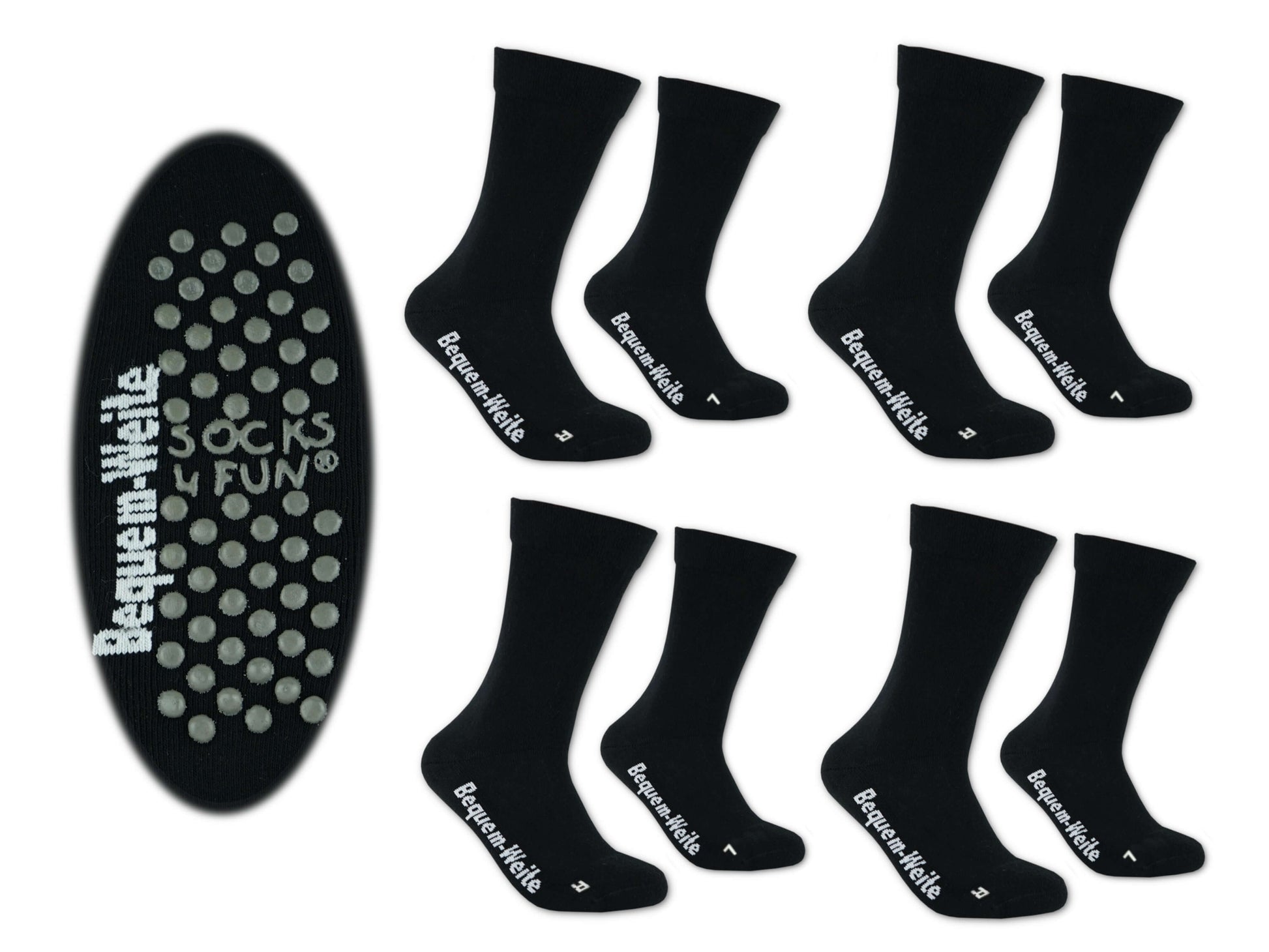 Gesundheitssocken mit ABS für Diabetiker-Socken ohne Gummi-Bund für Herren & Damen | Extra weiter Schaft in breiter Trichterform Venenfreundlich