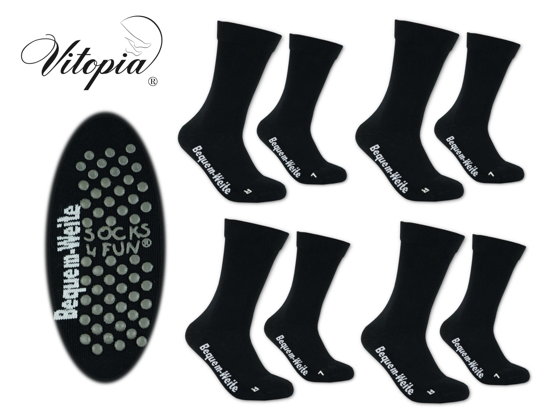 Gesundheitssocken mit ABS für Diabetiker-Socken ohne Gummi-Bund für Herren & Damen | Extra weiter Schaft in breiter Trichterform Venenfreundlich