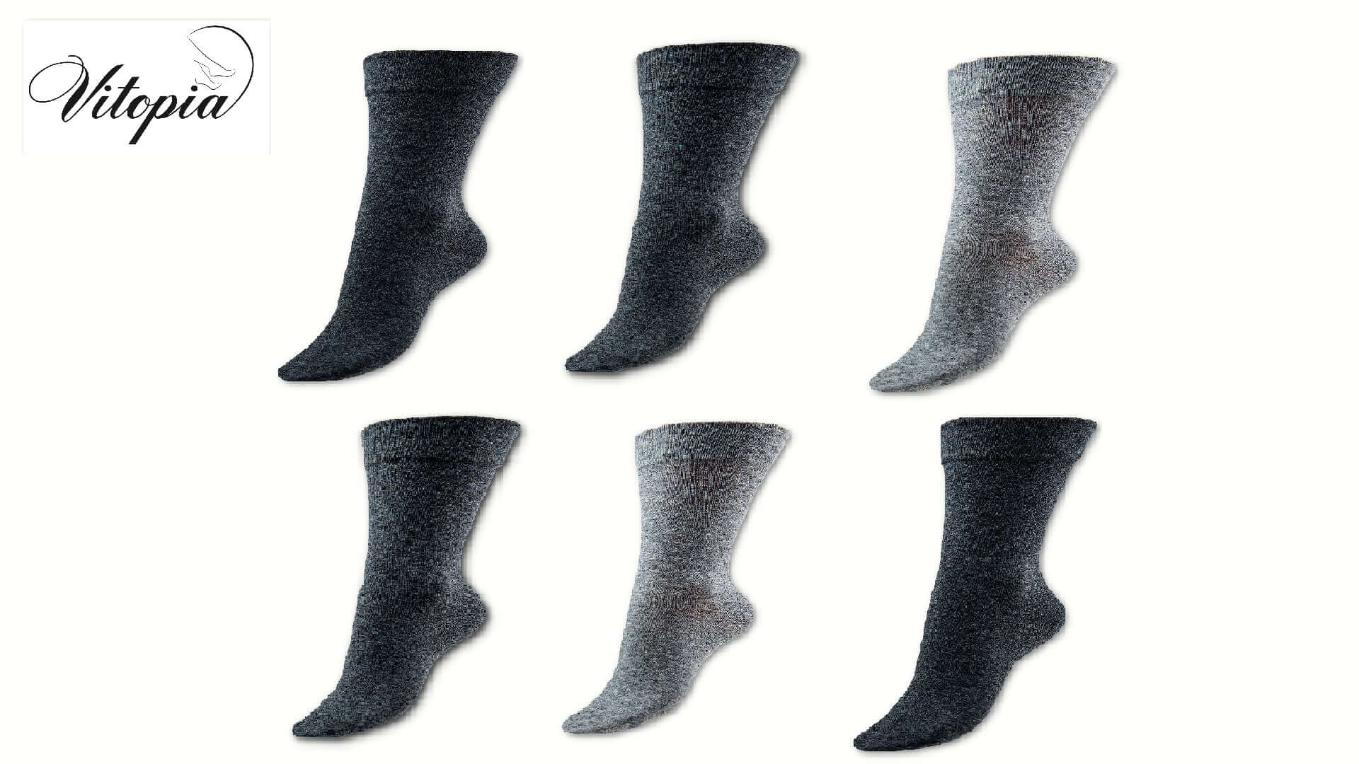 Gesundheitssocken | 6 Paar | Herren | Vitopia® Diabetikersocken | extra weiter Bund in Trichterform