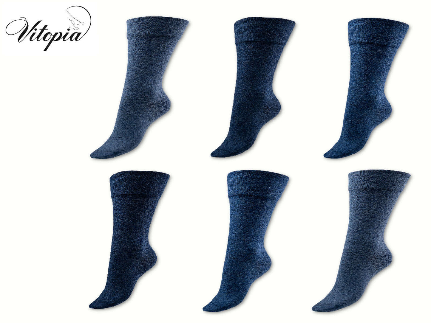 Gesundheitssocken | 6 Paar | Herren | Vitopia® Diabetikersocken | extra weiter Bund in Trichterform