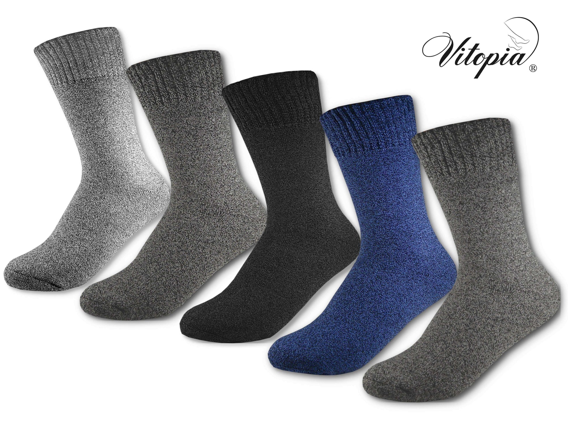 Vitopia® 4 Paar Herren Winter Socken extra dick + warm Baumwolle - Herren Diabetikersocken Gesundheitssocken Thermosocken - www.Socken-Center24.de
