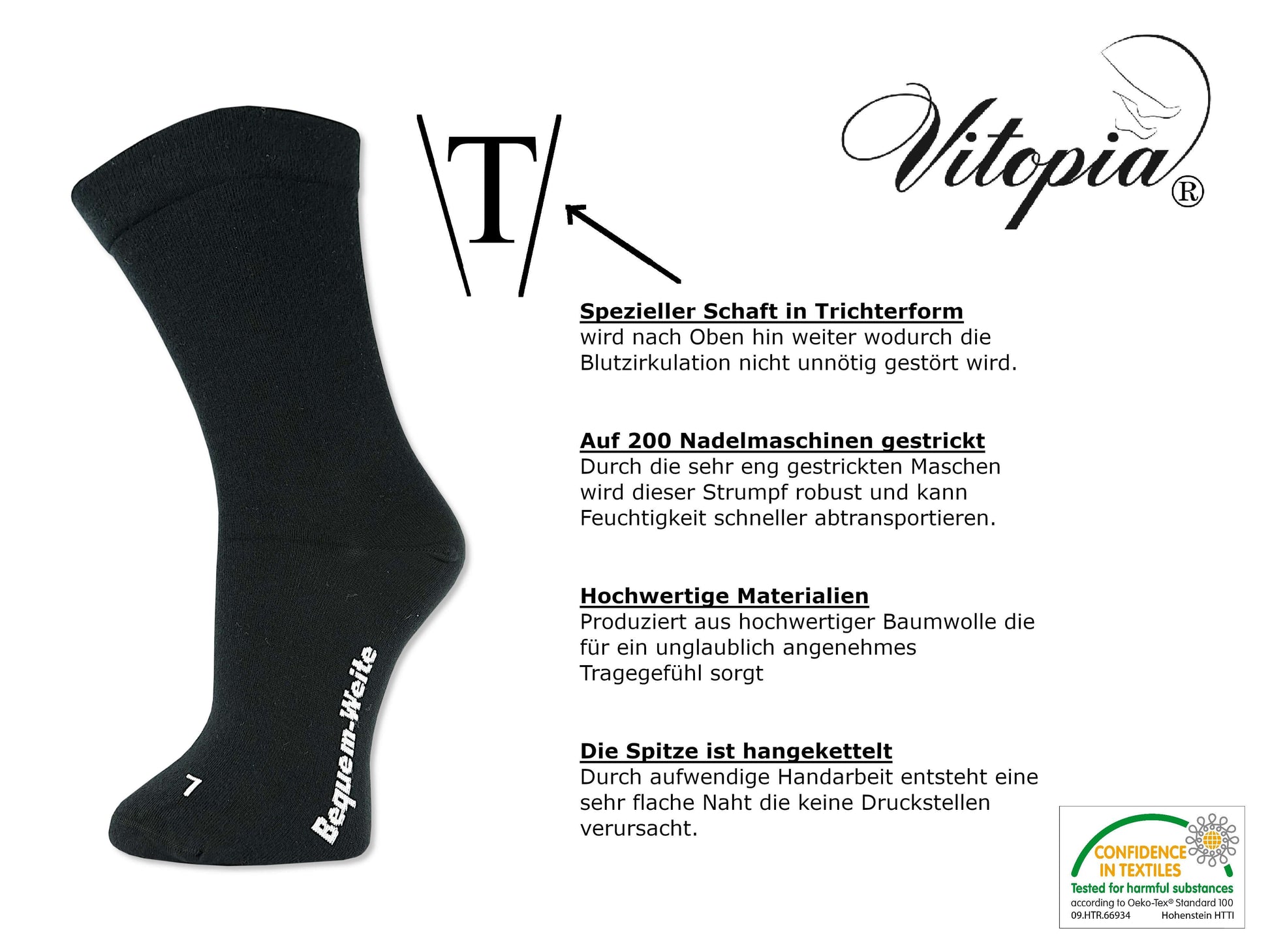 Vitopia® 4 Paar Gesundheitssocken für Diabetiker-Socken ohne Gummi-Bund für Herren & Damen - Herren Diabetikersocken Gesundheitssocken - www.Socken-Center24.de