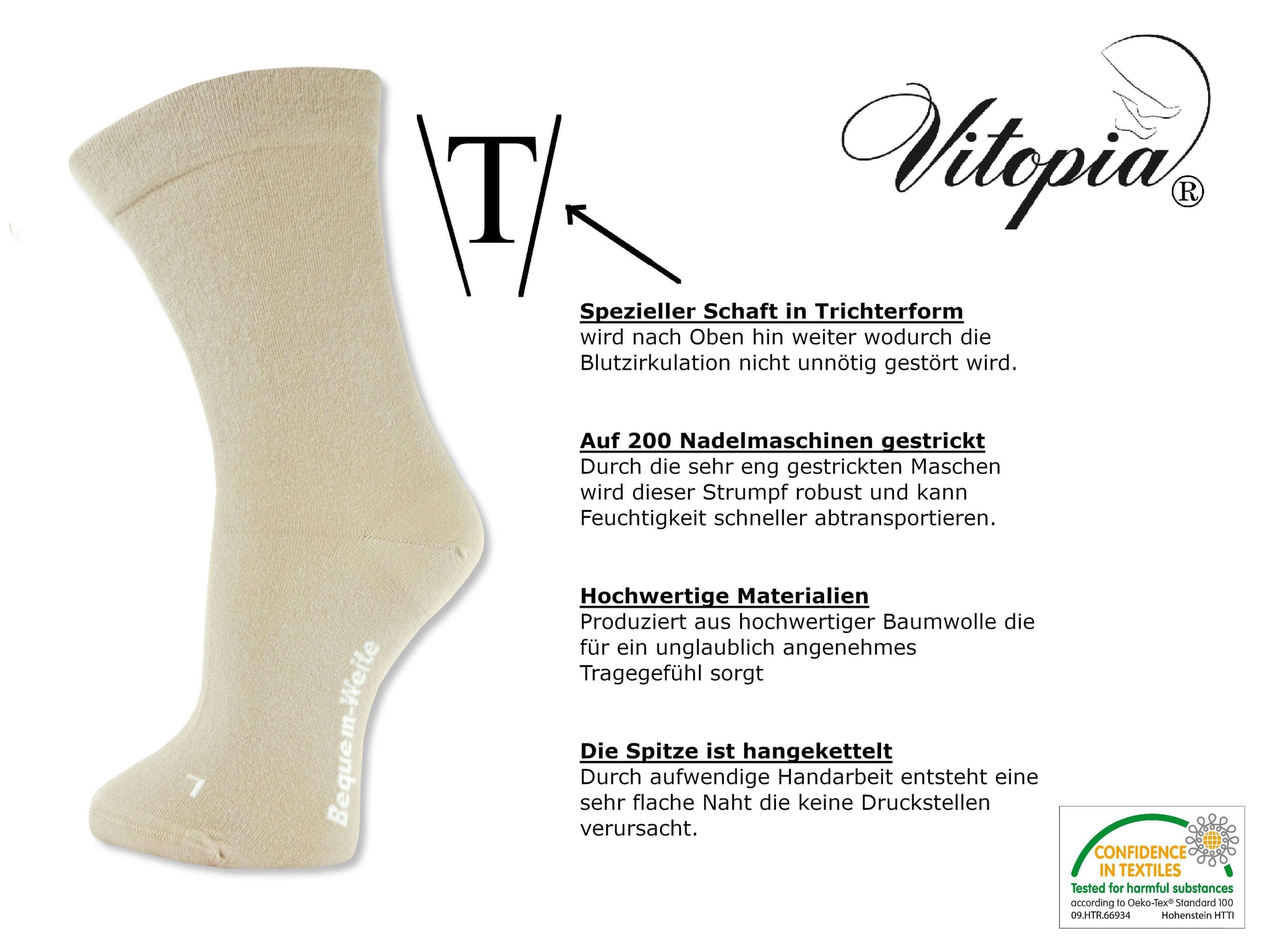 Vitopia® 4 Paar Gesundheitssocken für Diabetiker-Socken ohne Gummi-Bund für Herren & Damen - Herren Diabetikersocken Gesundheitssocken - www.Socken-Center24.de