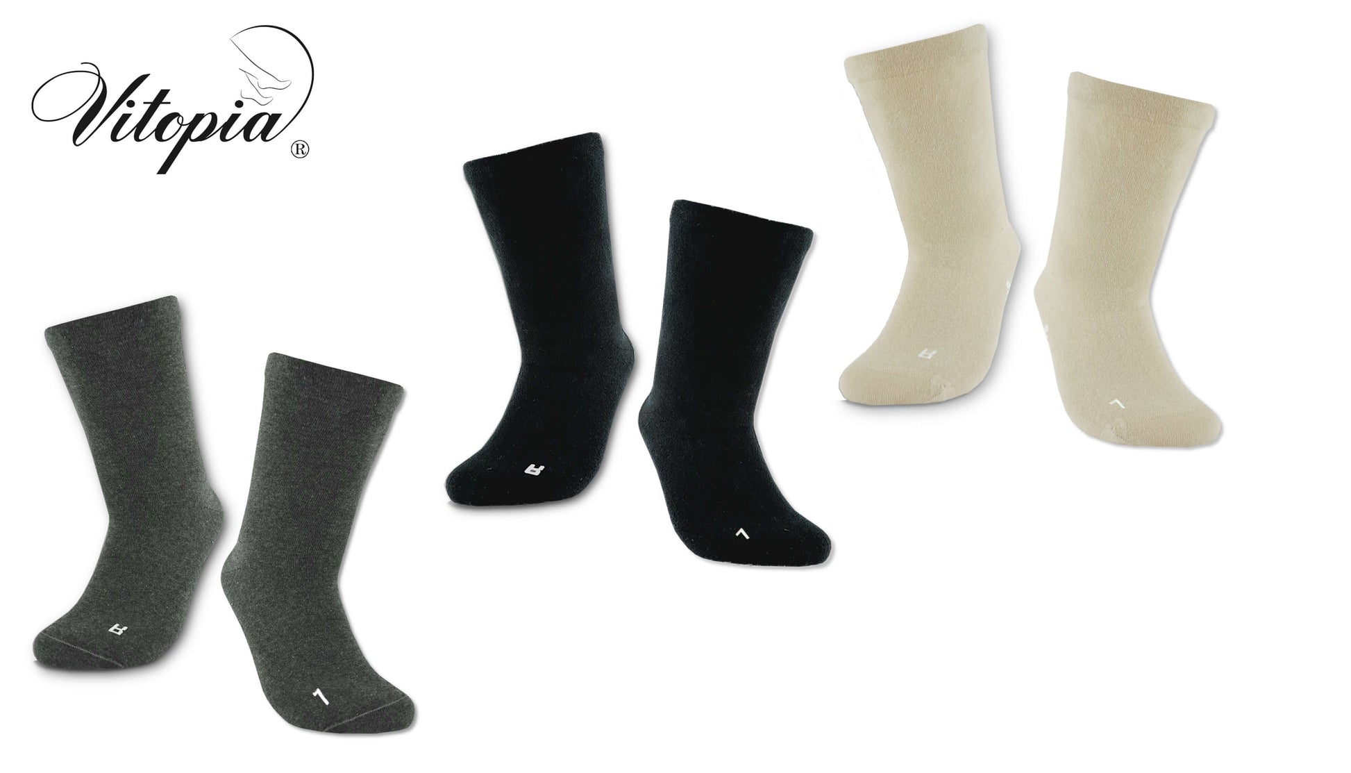 Vitopia® 4 Paar Gesundheitssocken für Diabetiker-Socken ohne Gummi-Bund für Herren & Damen - Herren Diabetikersocken Gesundheitssocken - www.Socken-Center24.de