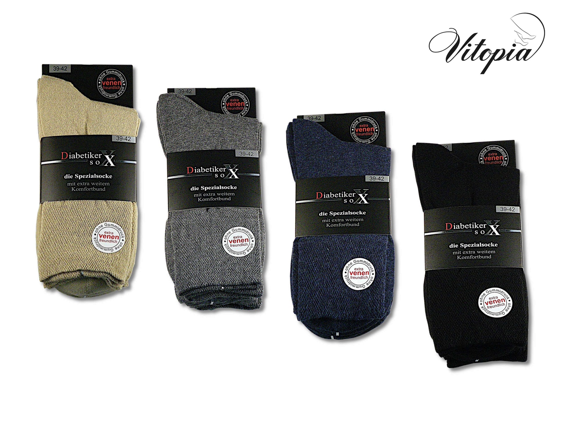 Vitopia® 6 Paar Herren Diabetiker Socken ohne Gummi Gesundheitssocken - Herren Diabetikersocken Gesundheitssocken - www.Socken-Center24.de