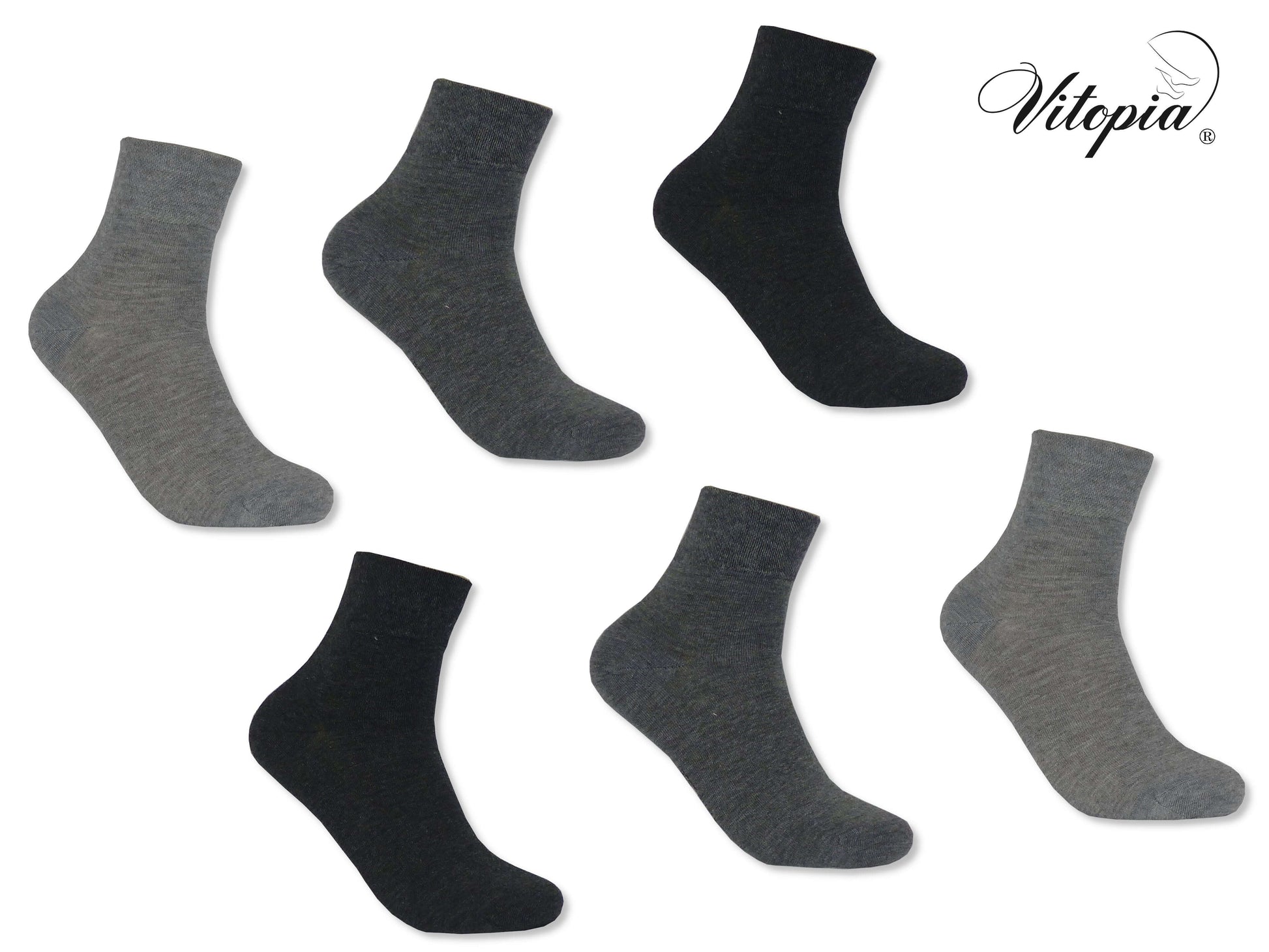 Vitopia® 6 Paar Herren Kurzsocken ohne Gummi Baumwolle Sneaker - Herren Kurzsocken Kurzschaft - www.Socken-Center24.de